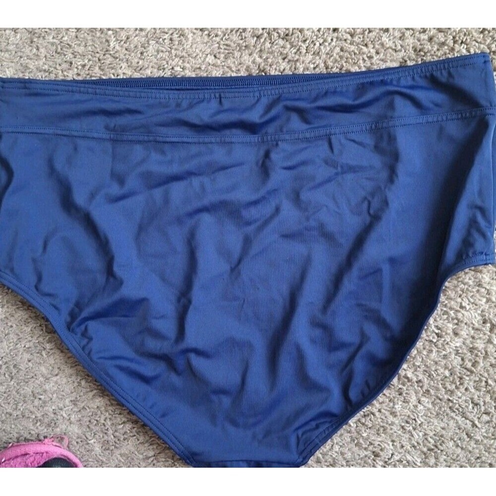 Lands End 2 Piece Swimsuit Sz 1X Blue  White Polka Dot Tankini High Waist Bottom - Picture 5 of 9